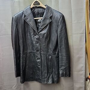 MS Maxima women's black leather jacket  size med